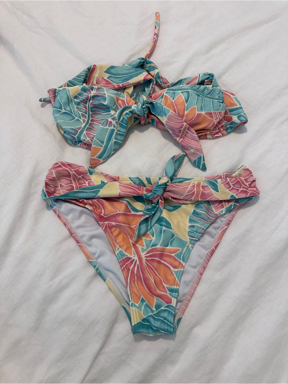 Kenny Flowers Watercolors strapless and high waisted Bikini